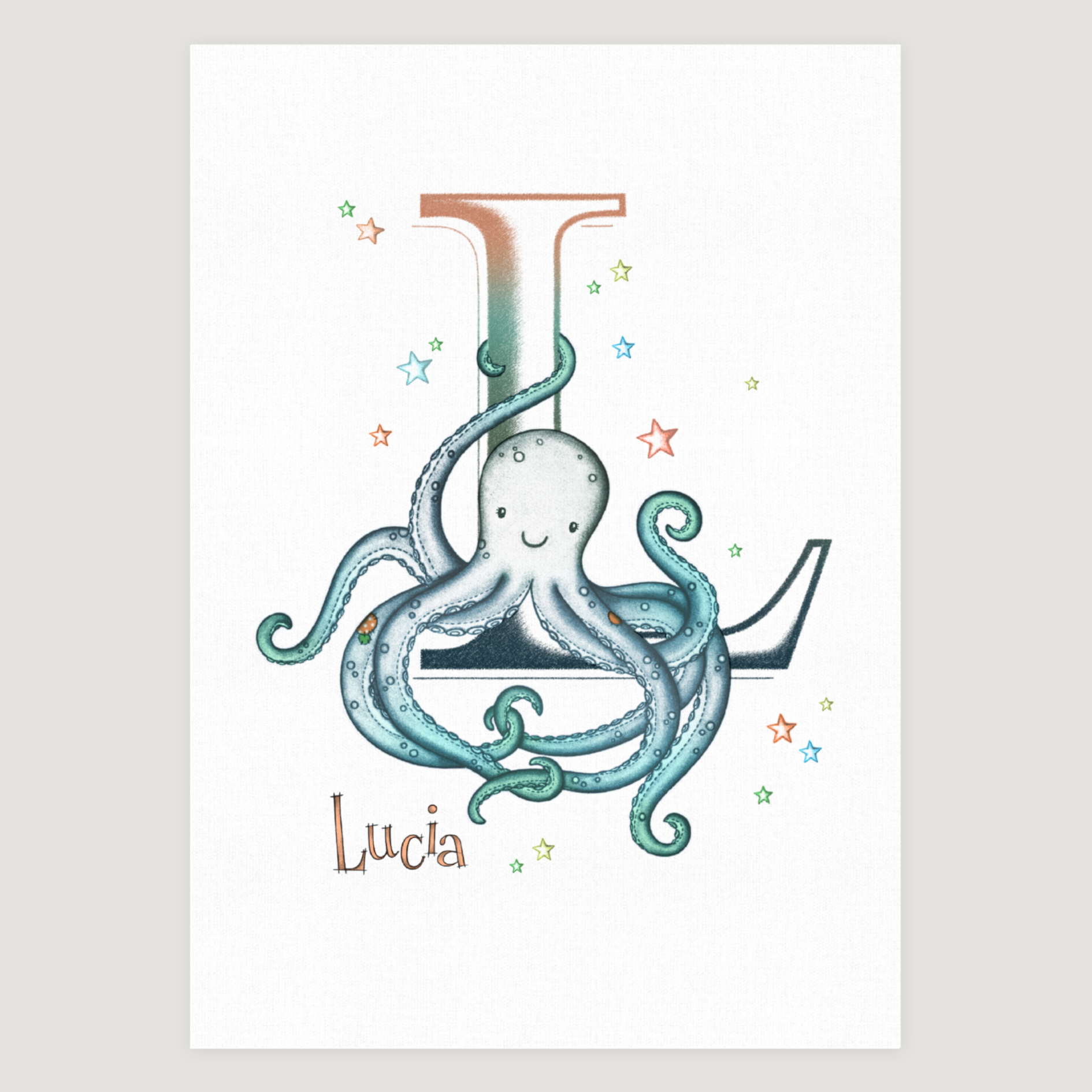 Little Octopus Initial Aqua