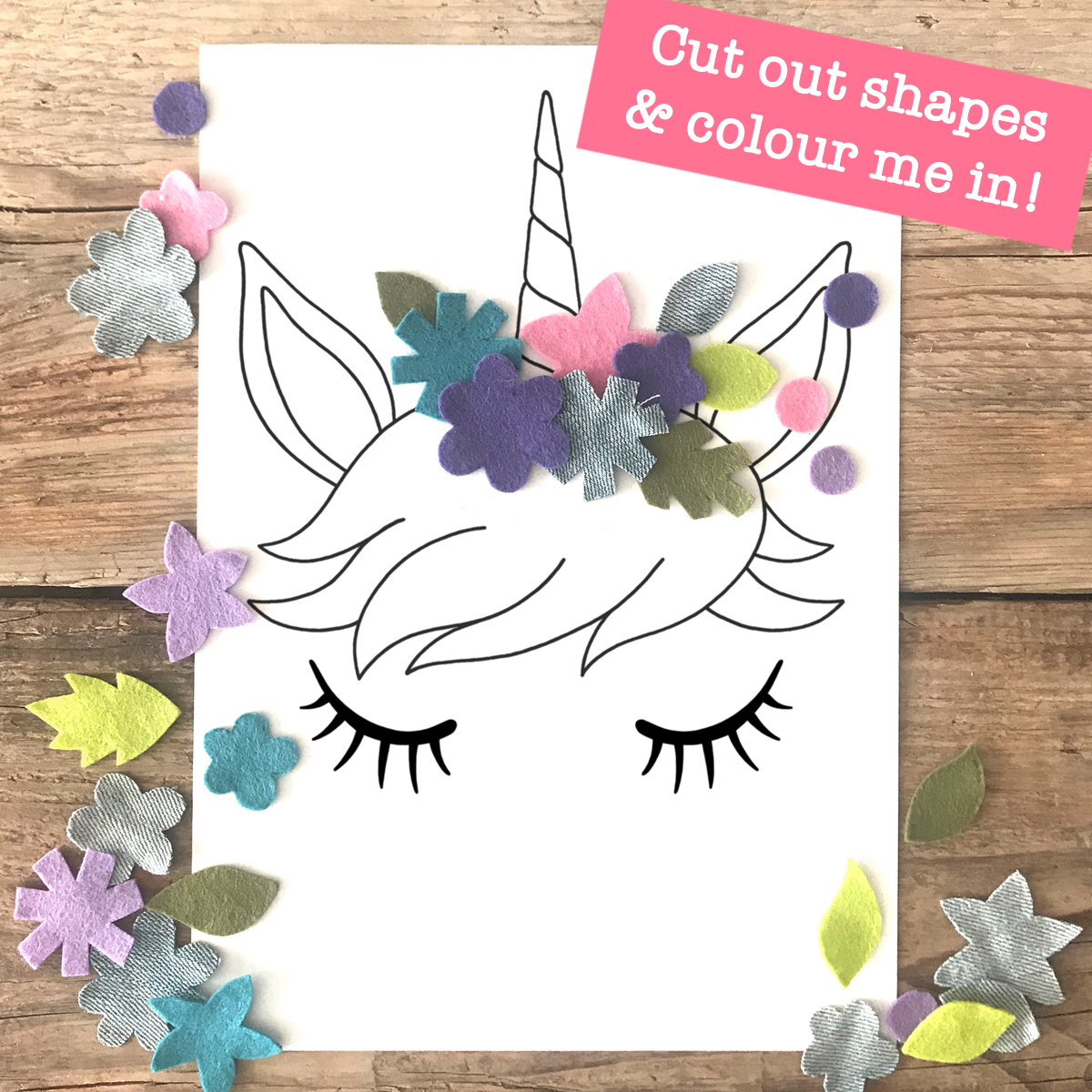 Colour Cut and Stick Unicorn Poster