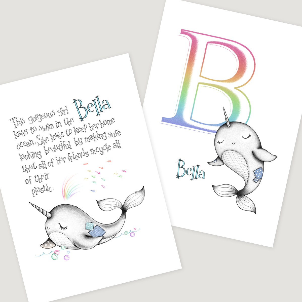 Little Narwhal 2 set Rainbow