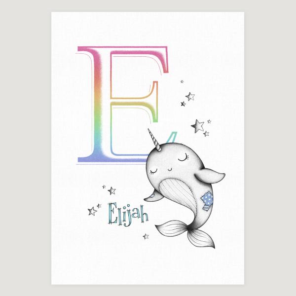 Little Narwhal initial Rainbow