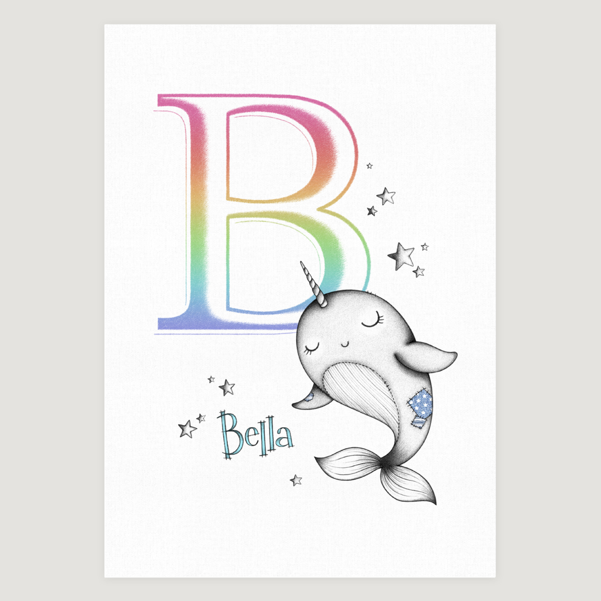 Little Narwhal initial Rainbow Girl