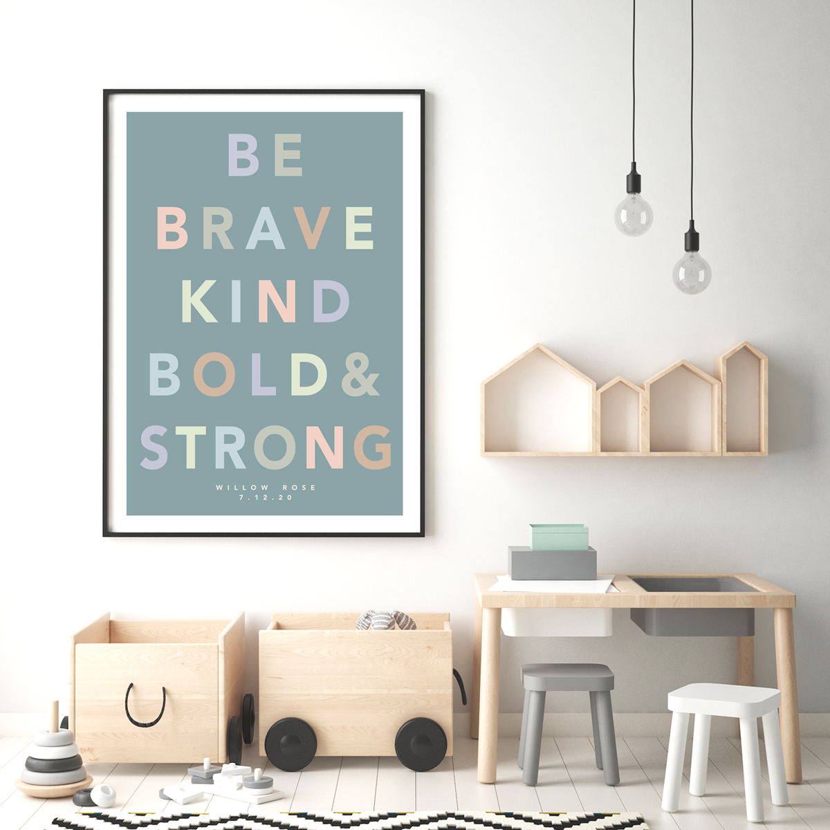 Be brave bold teal framed