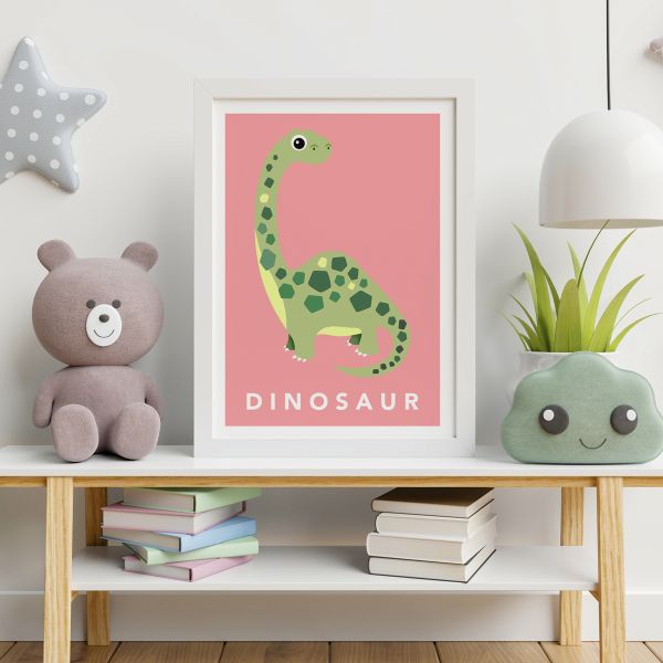 Dino pink framed