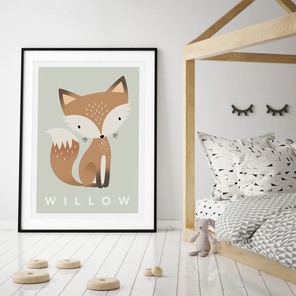 Fox pastel green framed