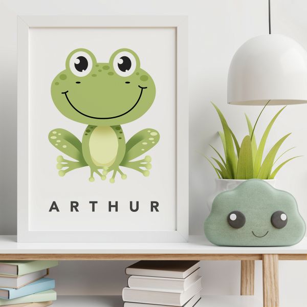 Frog white framed