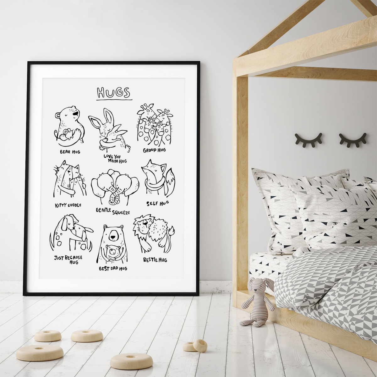 Hugs inky animals frame