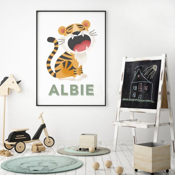 Tiger white framed 2