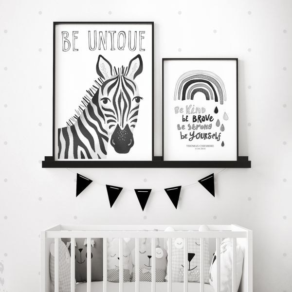 Zebra mono pair framed