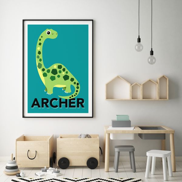 dino framed teal