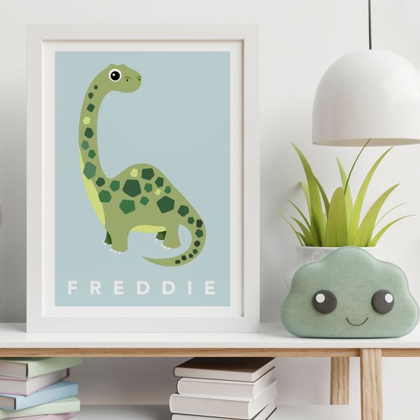 dino framed pale blue