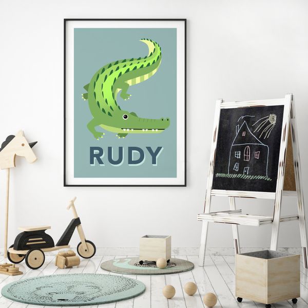 Croc teal framed