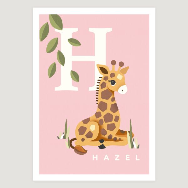 Giraffe initial baby pink