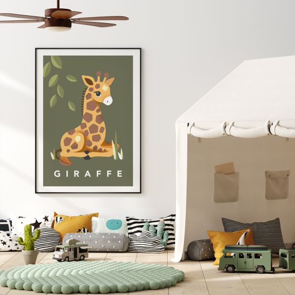 Giraffe khaki framed