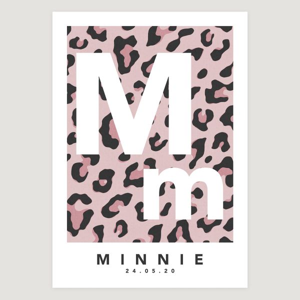 Leopard initial pink