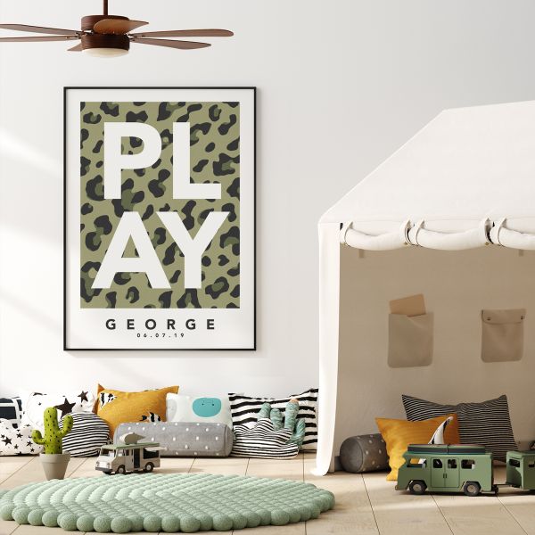 Play leopard green framed