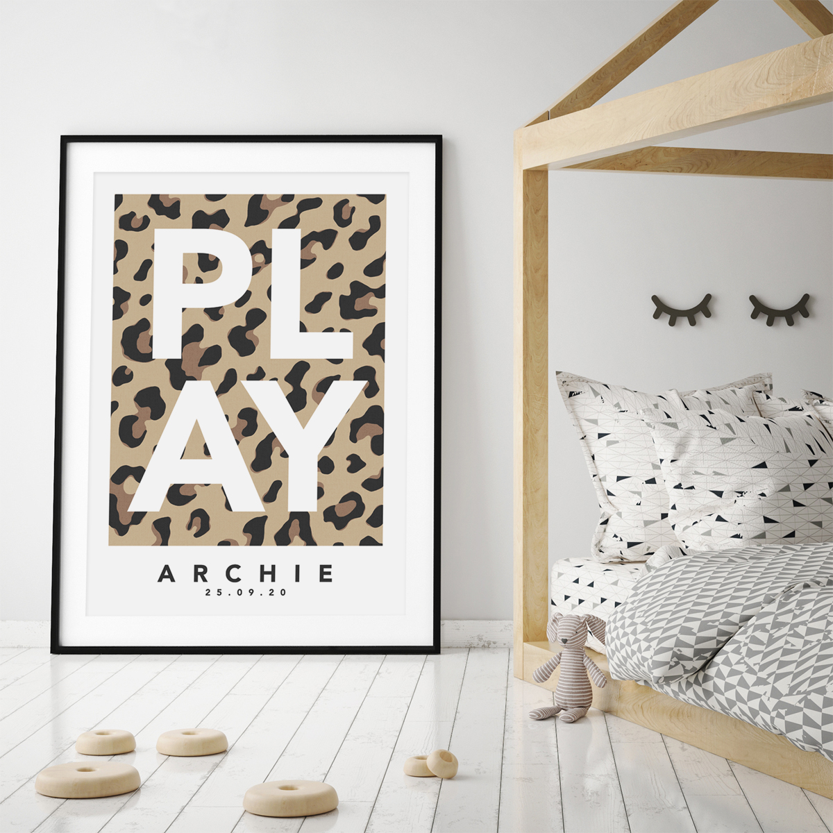 Play leopard natural framed