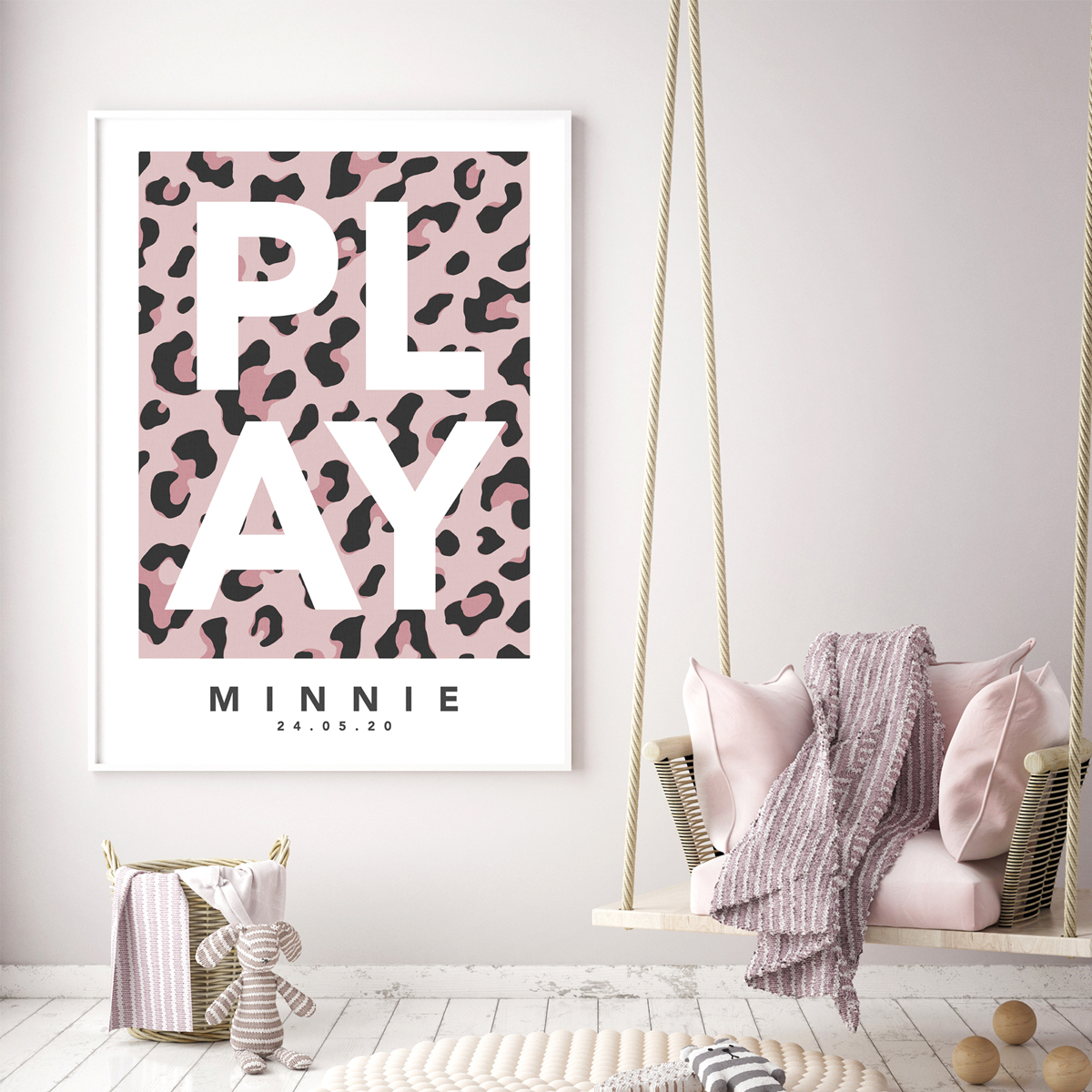 Play leopard pink framed