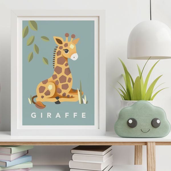 giraffe teal framed