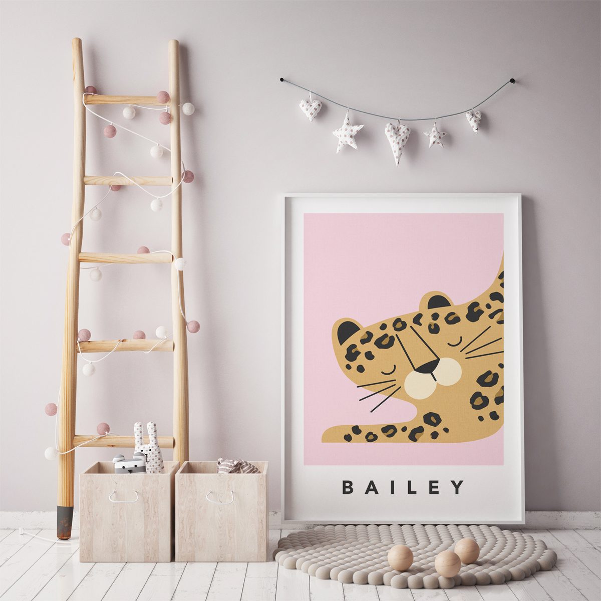 leopard pink framed