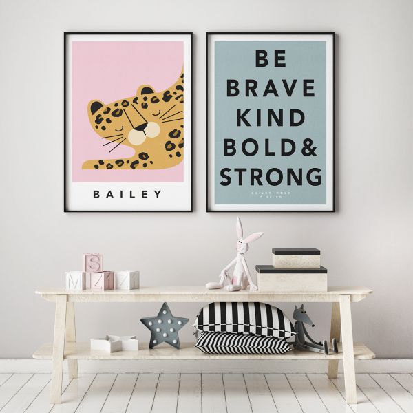 leopard pink pair framed