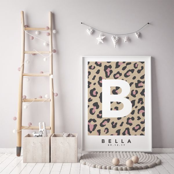 Leopard natural pink single framed