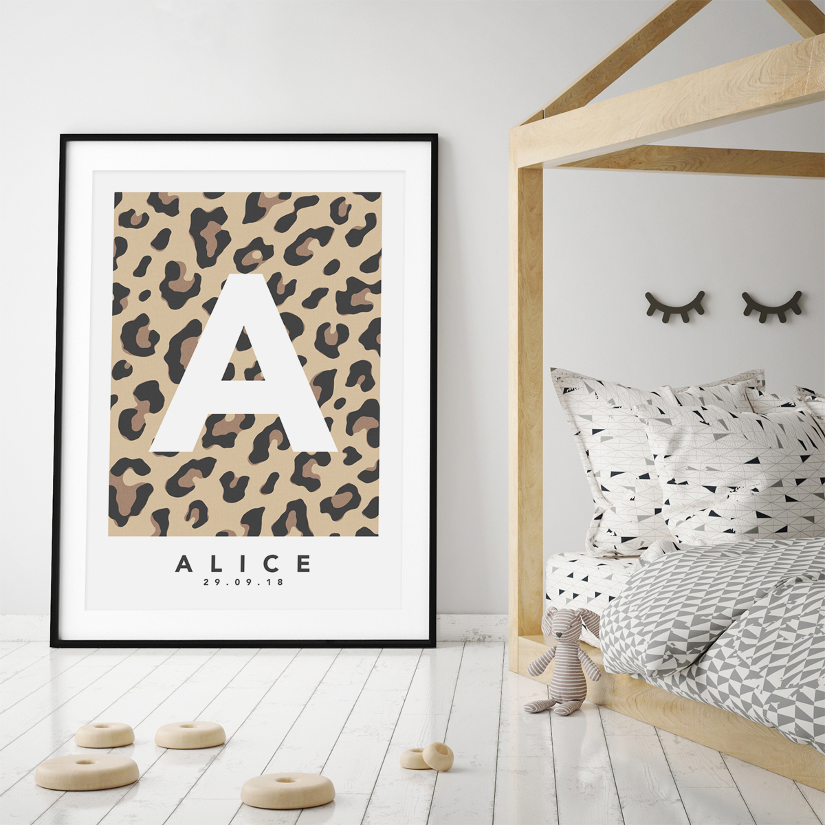 Leopard natural single framed