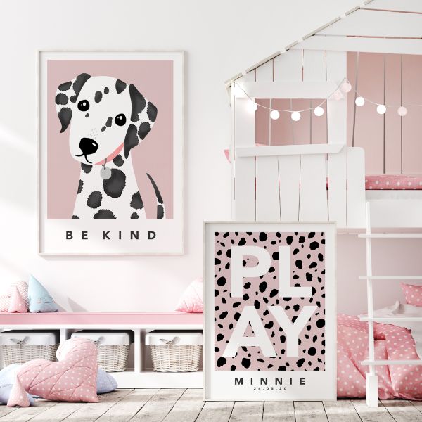 dalmatian pair pink framed