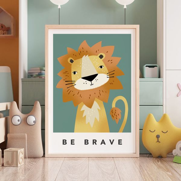 lion aqua framed