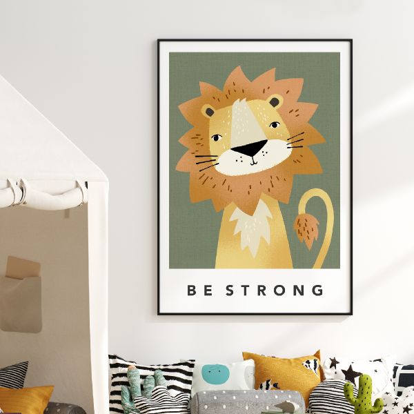 lion khaki framed