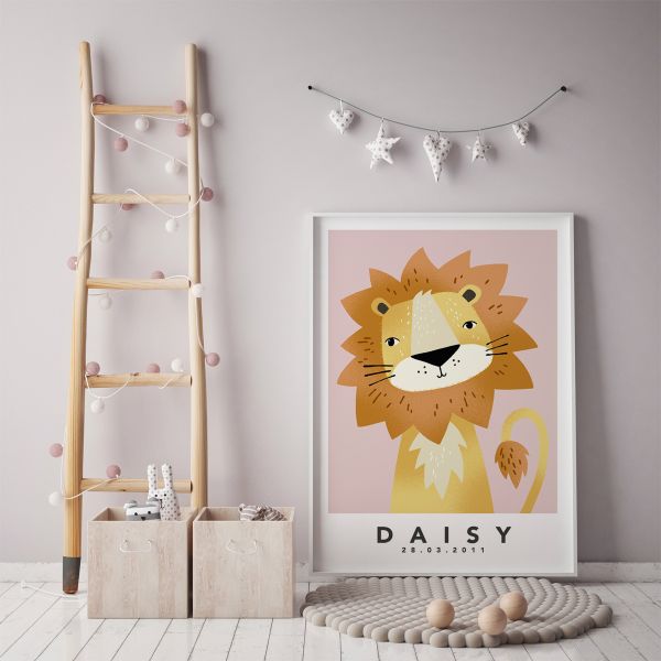 lion pink framed