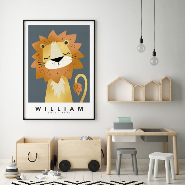 lion sleepy slate framed