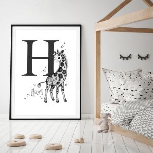 Giraffe initial framed