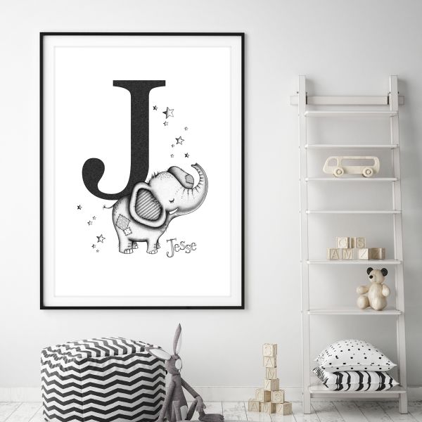 Little elelphant initial framed