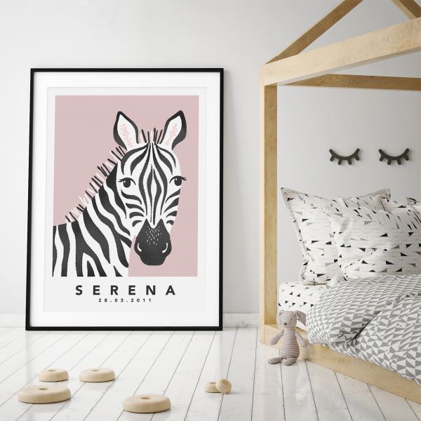 Zebra pink framed