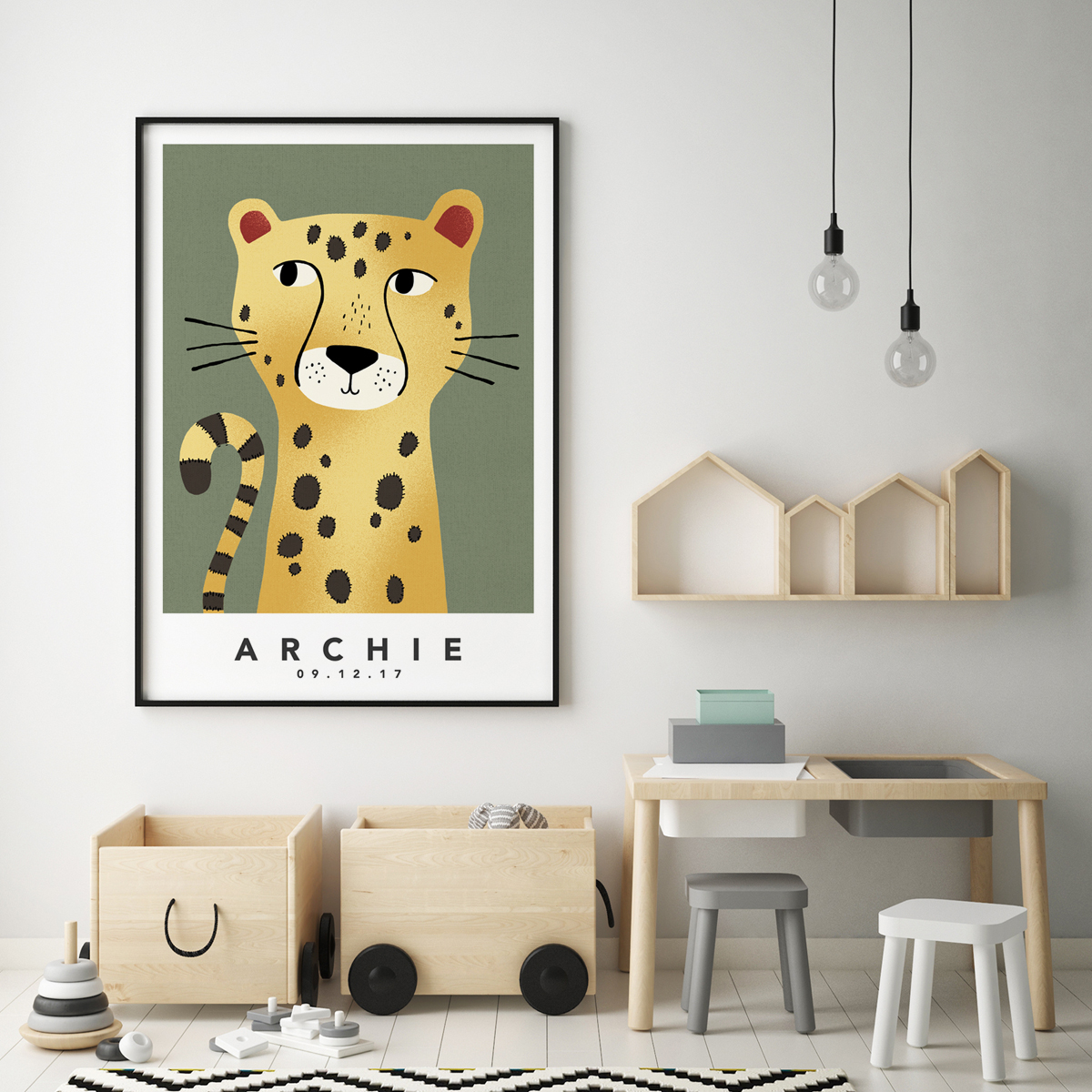 leopard khaki framed