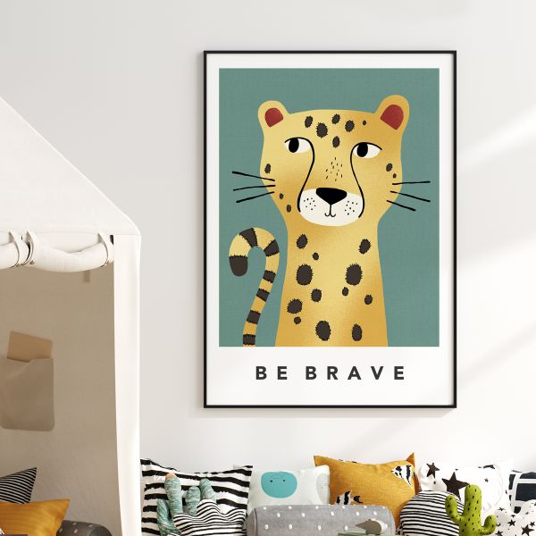 leopard teal framed